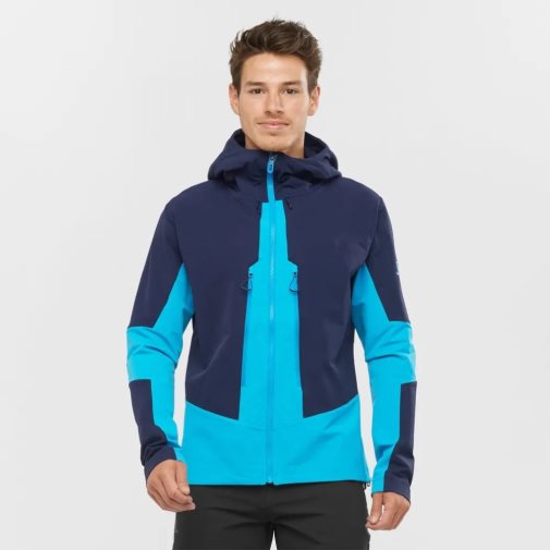 Navy / Turquoise Salomon Outpeak Softshell Full Zip Men's Jackets | IE NP8315